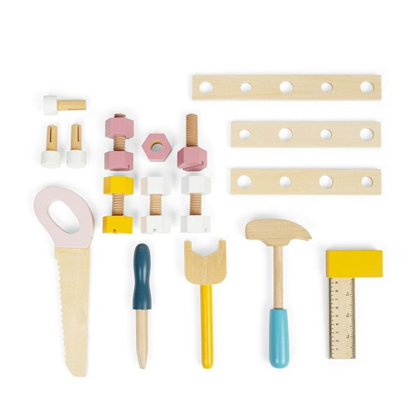 Bigjigs Toys Wooden Tool Bench - 15 Piece Kids Workbench