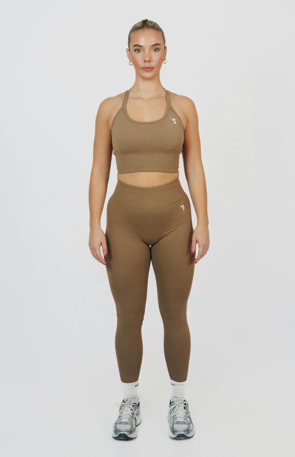 V3 Apparel Form Seamless Scrunch Leggings & Sports Bra Set - Cocoa Beige