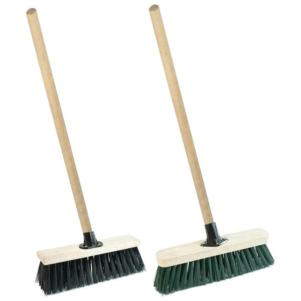 Strong PVC Bristle Brooms With Wooden Handle Ideal For Driveways, Warehouses & Garages