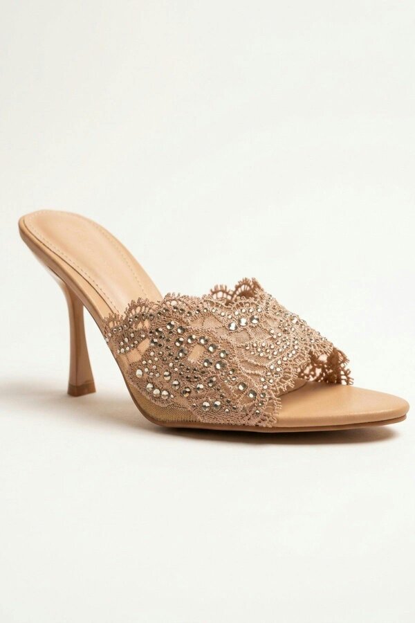 ikrush Ines Embellished Lace Stiletto Mules