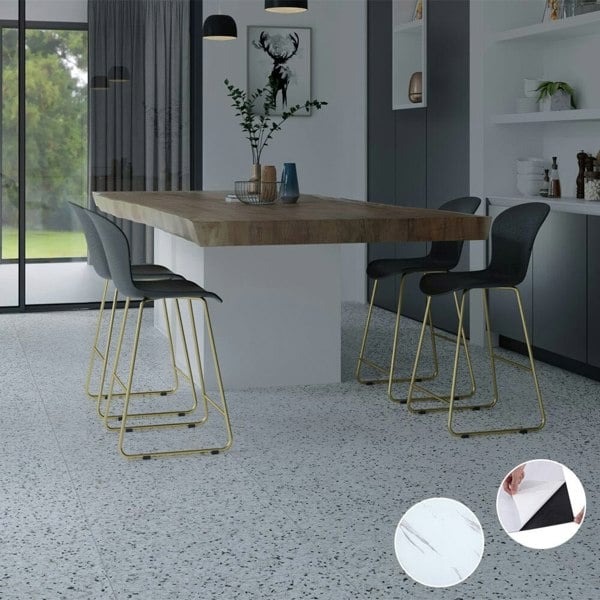 Set of 24 Peel and Stick PVC Granite Floor Tile Living and Home
