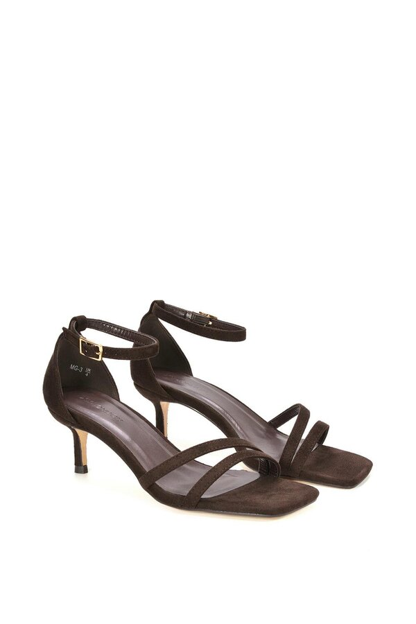 XY LONDON Open Toe Strappy Low Kitten Heel Sandal Shoes