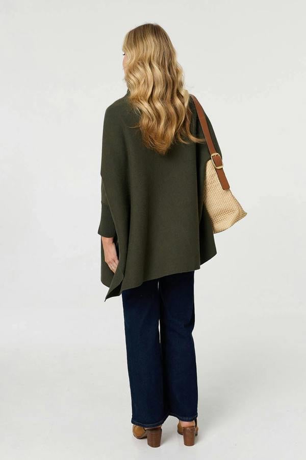 Khaki | Oversized Roll Neck Pullover