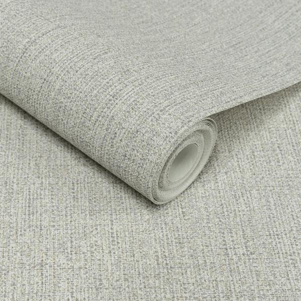 Grandeco Twill Plain Fabric Textured Wallpaper, Grey