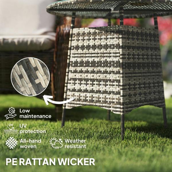 Wyld Haus Viveke Rattan Grey Outdoor Coffee Table With Tempered Glass Top And Parasol Hole
