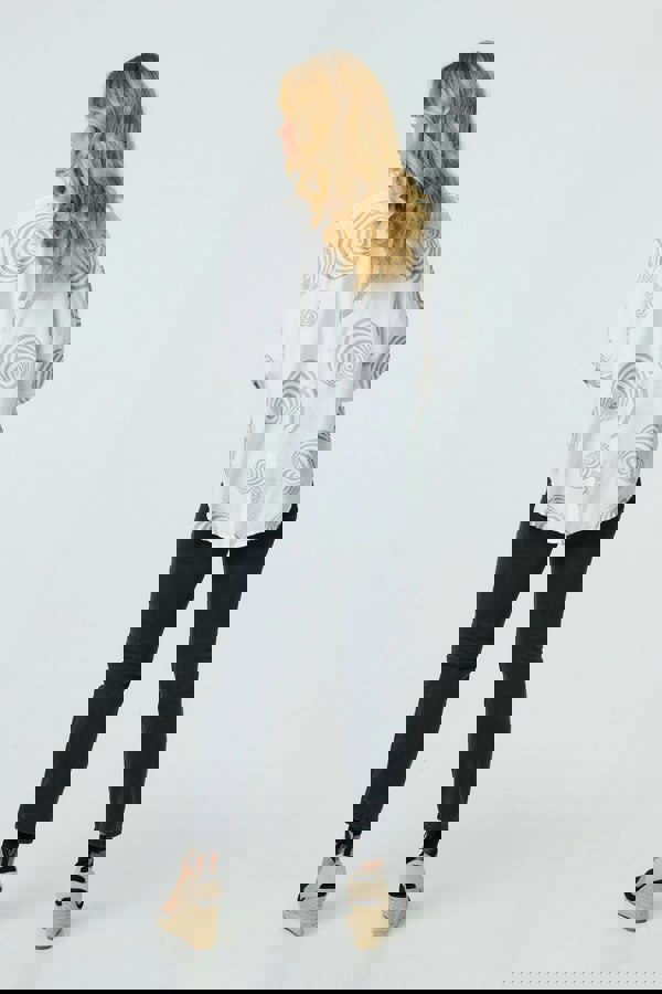 White | Printed Relaxed 3/4 Sleeve Blouse
