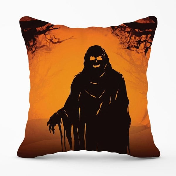 Warren Reed A Spooky Black And Orange Ghost Cushions