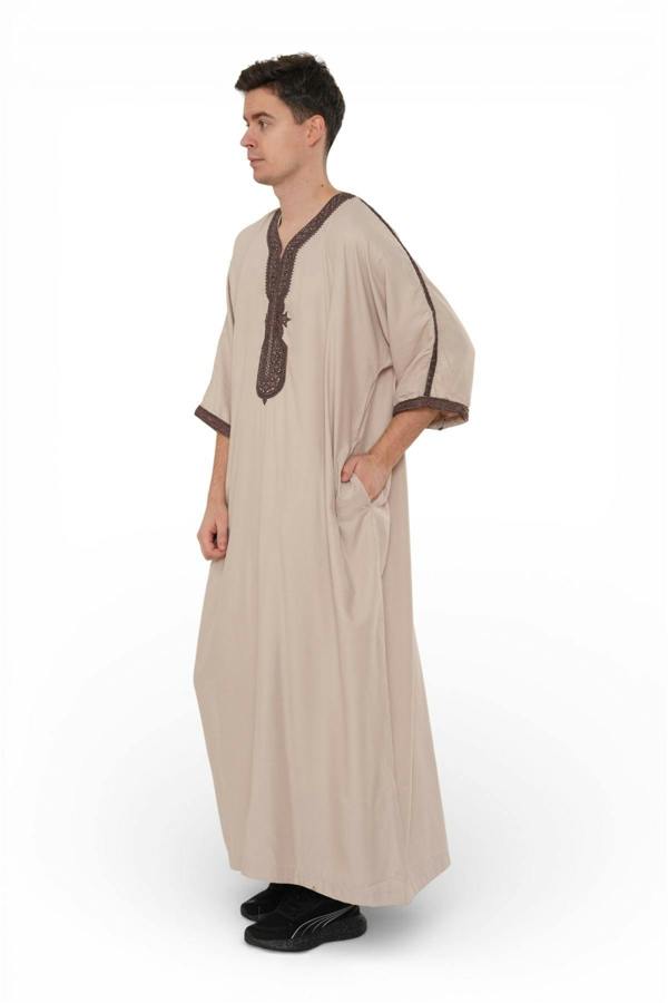 Infinity Leather Men's Moroccan Thobe Robe Djellaba Gandoura Eid Jubba- HM66