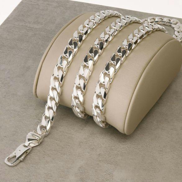 Sterling Silver 7.2mm Chunky Mens Curb Chain - Love Silver Jewellery