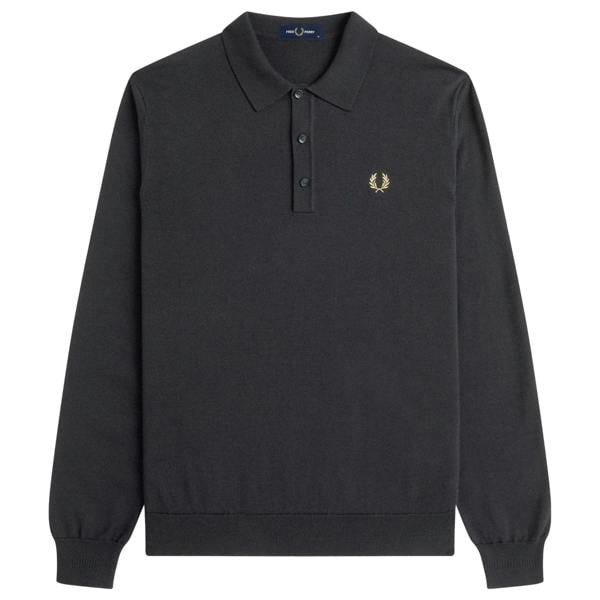 Fred Perry Knitted Merino Long Sleeve Polo Shirt