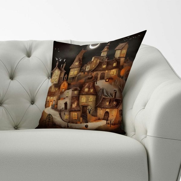 Warren Reed Spooky Halloween Village Cushions