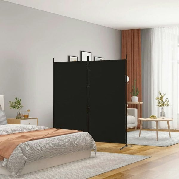 Berkfield 2-Panel Room Divider Black 175x180 cm Fabric