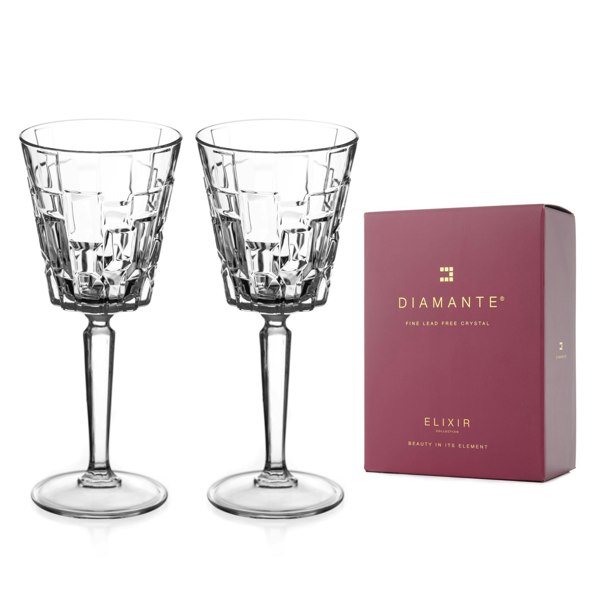 Diamante Crystal White Wine Glasses 'Quartz' - Set of 2