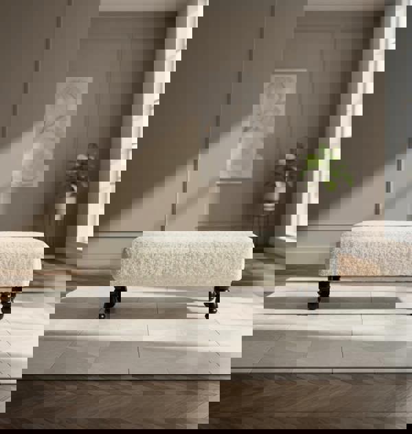 cuddle fabric off white footstool - ISTOOLS