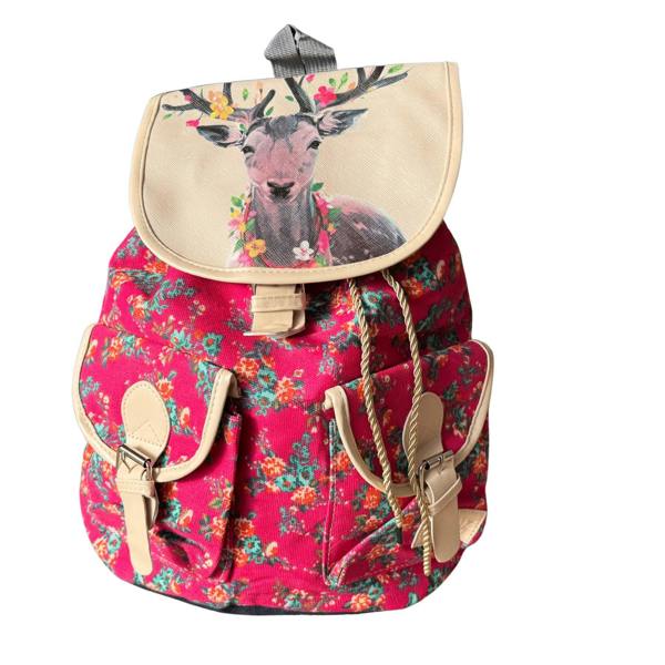 Lorenz Boho Canvas Backpack Womens Drawstring Rucksack