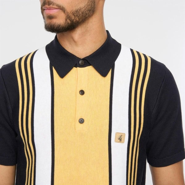 Gabicci V54GM00 Mens Searle Short Sleeve Stripe Knitted Polo Gabicci Vintage - NAVY