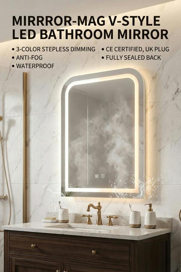 Living and Home Wall Mounted Oval LED Bathroom Mirror