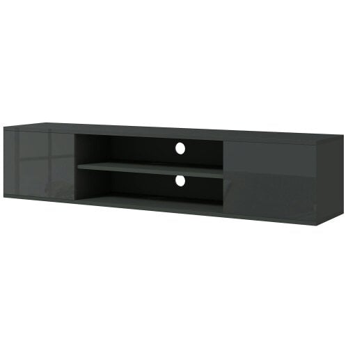 Wyld Haus Minoco Wooden Grey Floating TV Stand With Shelf and Doors For Screens Up To 60 Inches