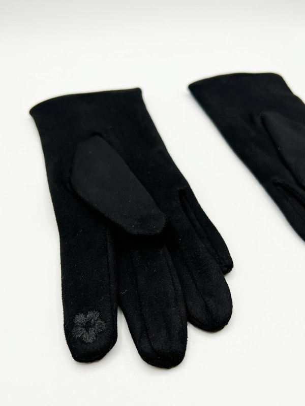 SVNX Sleek Black Gloves With Pom Pom
