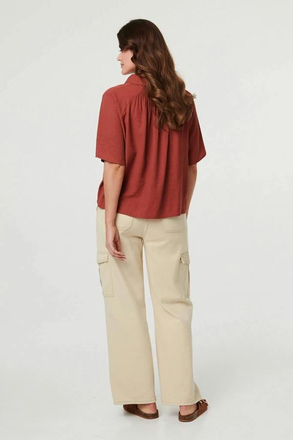 Rust | Short Sleeve Button Front Shirt