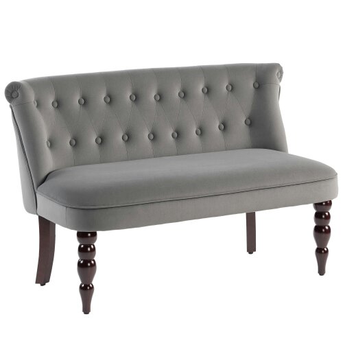 Wyld Haus Nolali Velvet Grey Diamond Button Tufted Wingback 2 Seater Sofa