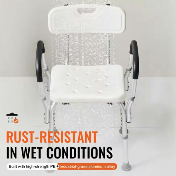 Havendro Shower Chair with Back & Armrests Adjustable Height 350lbs Bath Bench Stool