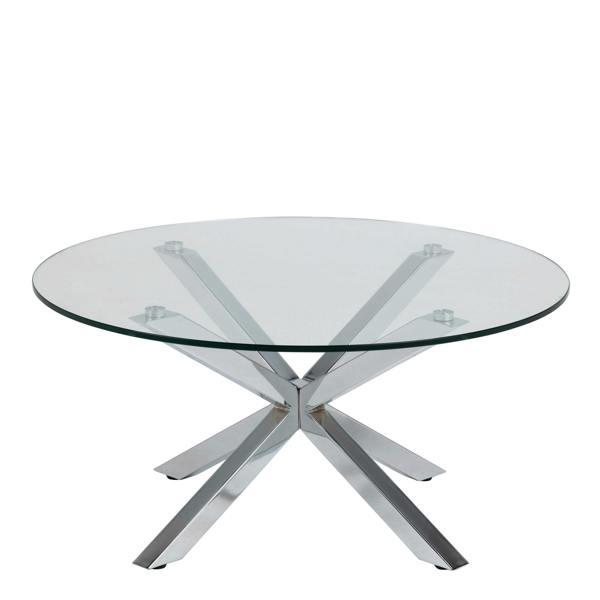 Wyld Haus Perth Clear Glass Round Coffee Table Chrome Legs
