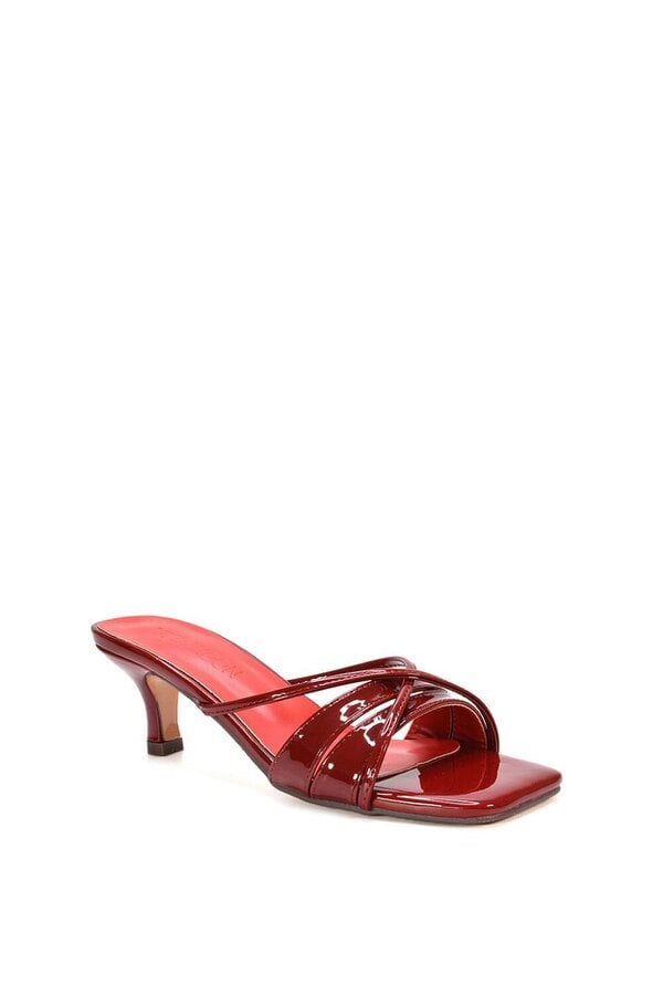 XY LONDON Mid Heeled Sandal Slip On Mules With Square Toe