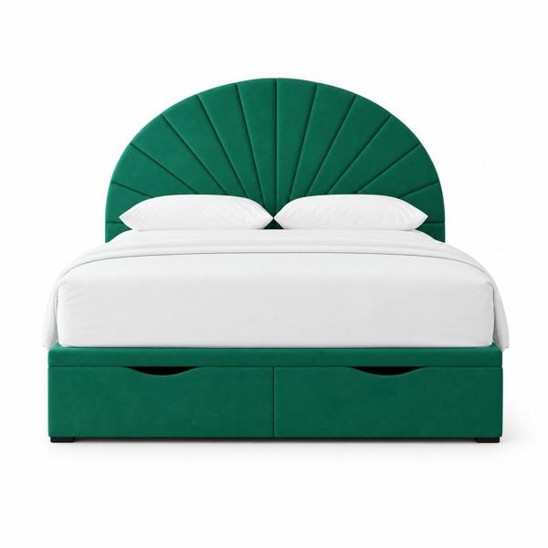 Great British Beds Rome Divan Ottoman Bed - Green Plush