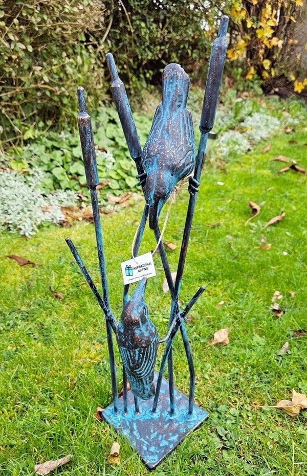 Inspirational Gifting Birds on Reeds Garden Sculpture Statue Ornament