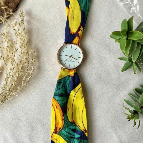 The Colourful Aura Colourful Fabric Strap White Dial Tie Knot Wrist Watch