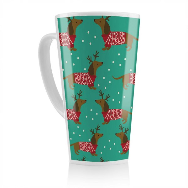 Benjamin Tate Design Dutchshunds In Christmas Dining Latte Mug
