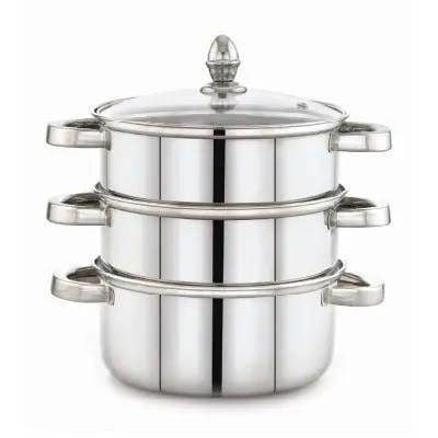 Sowbaghya SS 3 Tier Steamer Pot with Lid
