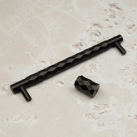 Handle & Home Dark Bronze Solid Brass Diamond Knurled Handle & Coordinating Knob