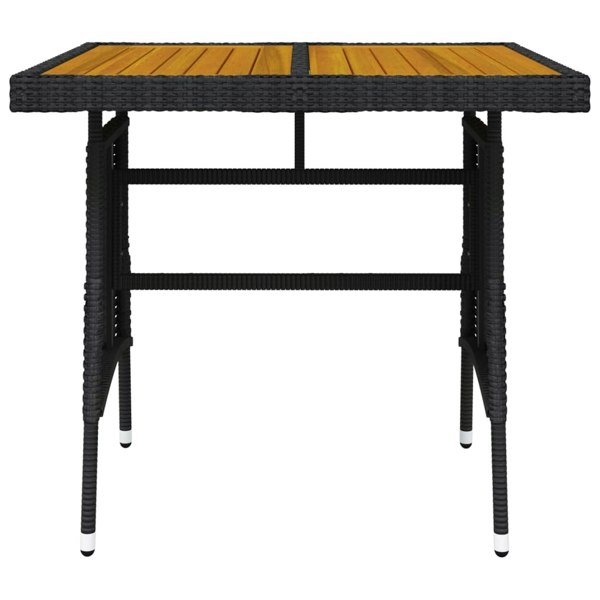 Berkfield Garden Table Black 70x70x72 cm Poly Rattan & Solid Acacia Wood