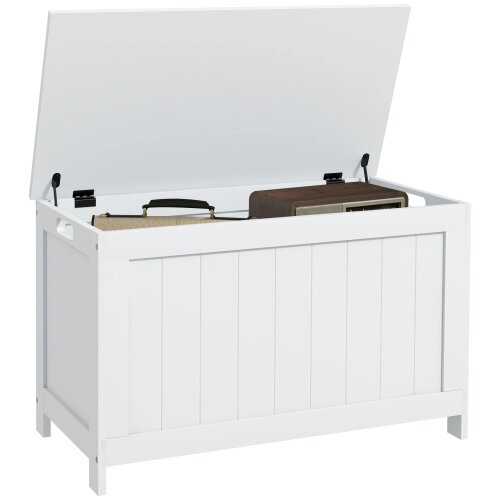 Wyld Haus Halumo White Wooden Panelled Blanket Storage Chest