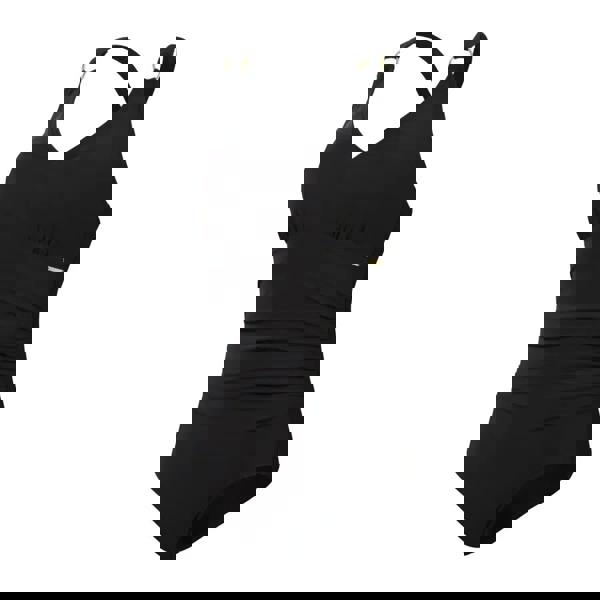 Black Speedo shaping v neck swimsuit with ruched detailing