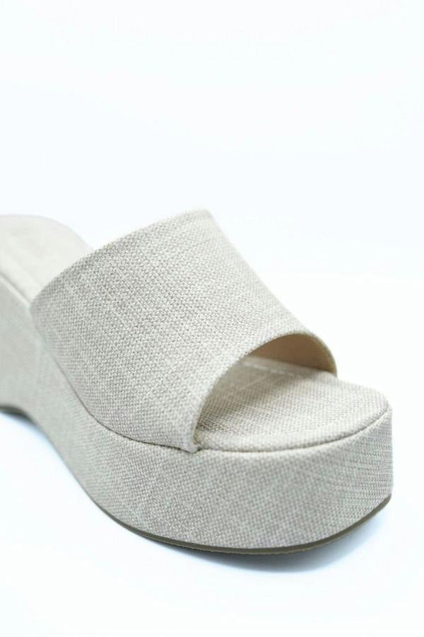 Alessia Slip On Wedge Heel Sandal - Khaki