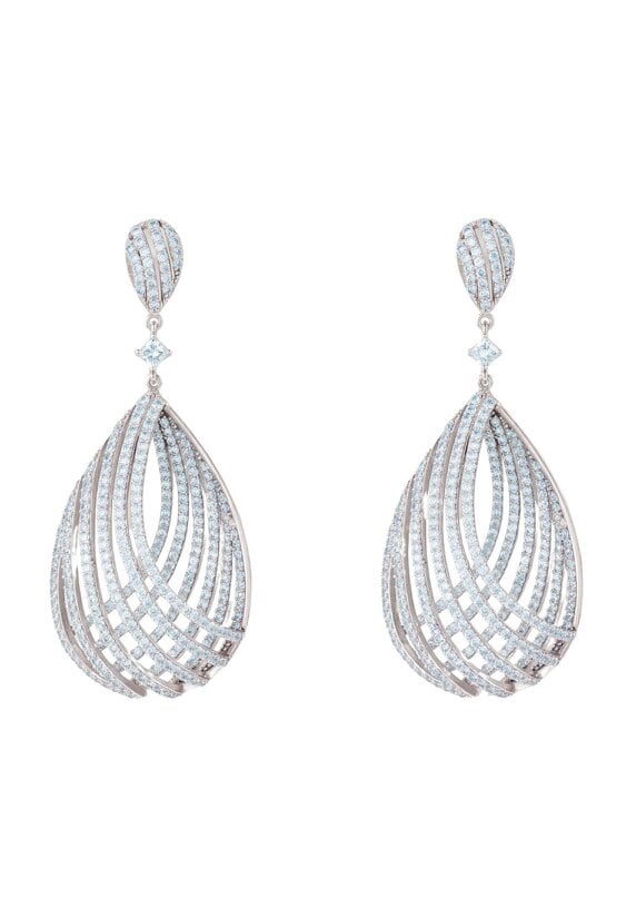 Latelita Vortex Teardrop Earrings Light Aquamarine Silver