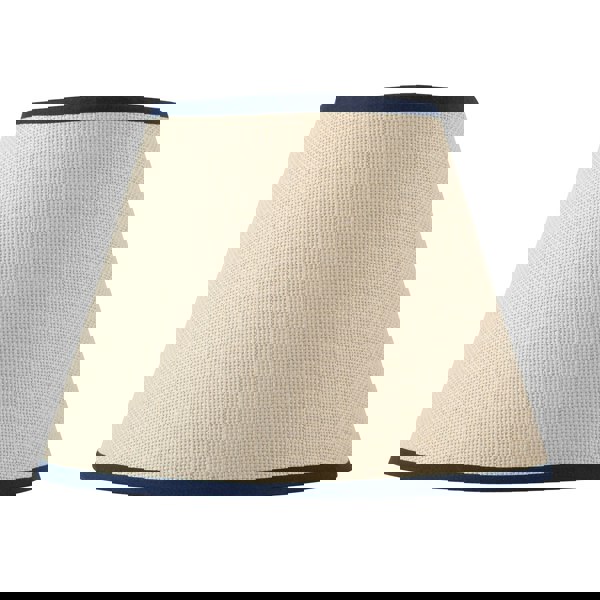 Traditional Rattan Tweed Lamp Shade with Navy Blue Cotton Fabric Trims Image 4