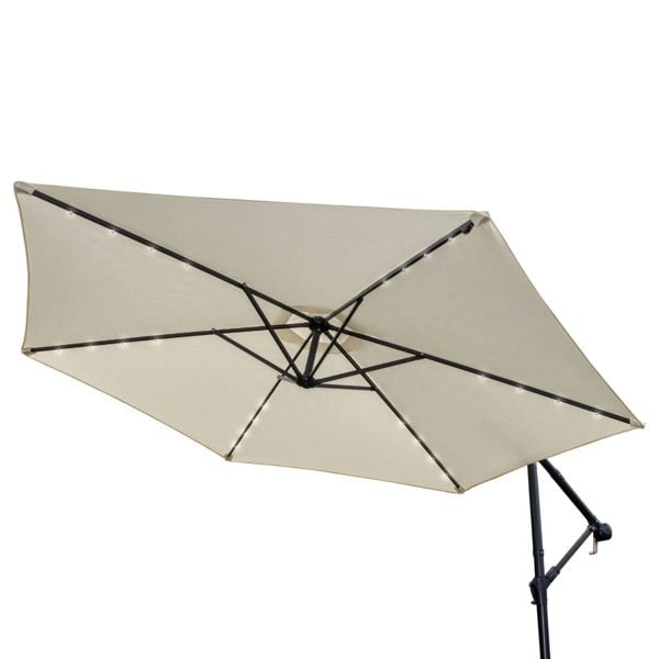 Monstershop Cream 3m LED Cantilever Parasol With Fan Base