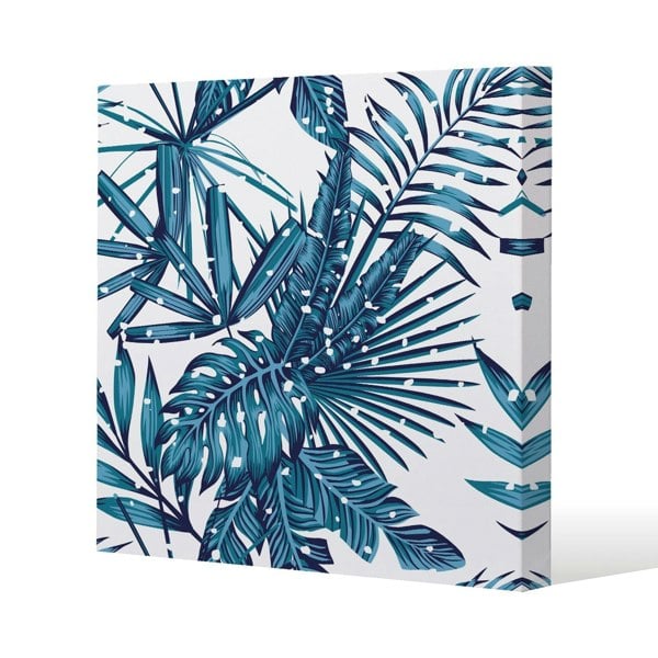 Benjamin Tate Design Snow tropical leaves Slim Style Canvas Print  30x30cm , 15mm Slim Real wood.
