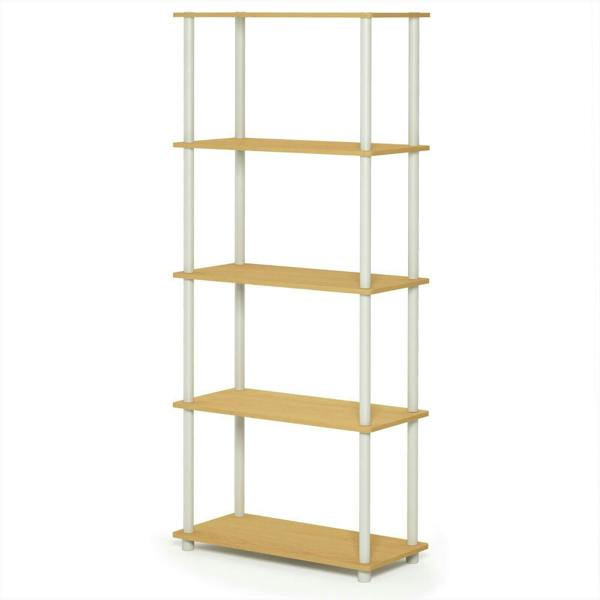 WALPLUS Turn-N-Tube 5-Tier Multipurpose Shelf Display Rack, Beech/White perfect for organized storage and display