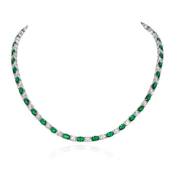 namana Green Tennis Necklace for Women in 925 Sterling Silver