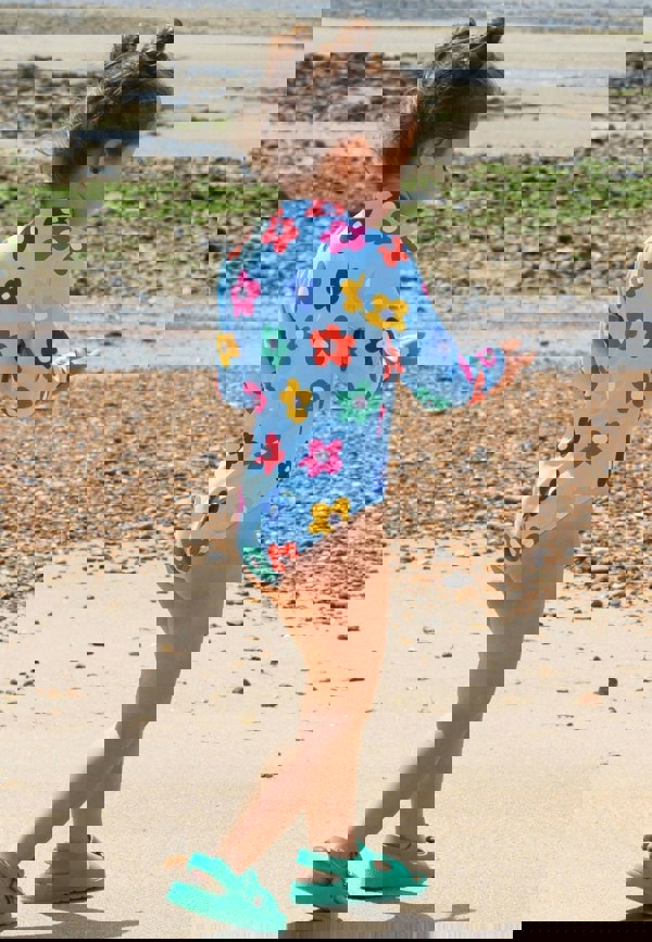 Rainbow Bloom Print Long - Sleeved Kids' Swimsuit - Toby Tiger