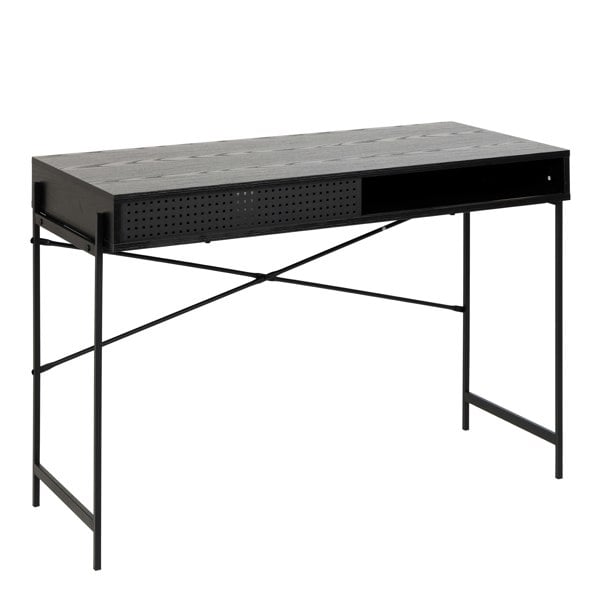 Furniture To Go Angus Office Desk with Sliding Door in Black