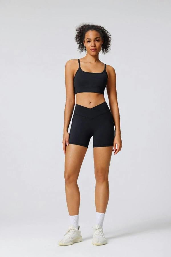 Anniou High Waist Crossover Yoga Shorts