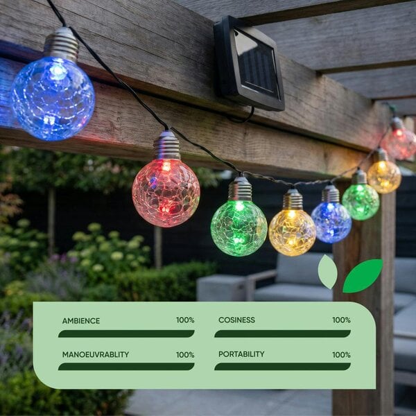 Gardenwize 10-Piece Solar Crackle Ball String Lights – Outdoor LED Garden Lights