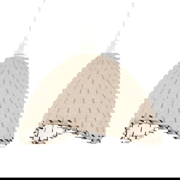 Natural Linen Oatmeal Beige Pendant Light Shade with Linking Rope Image 1