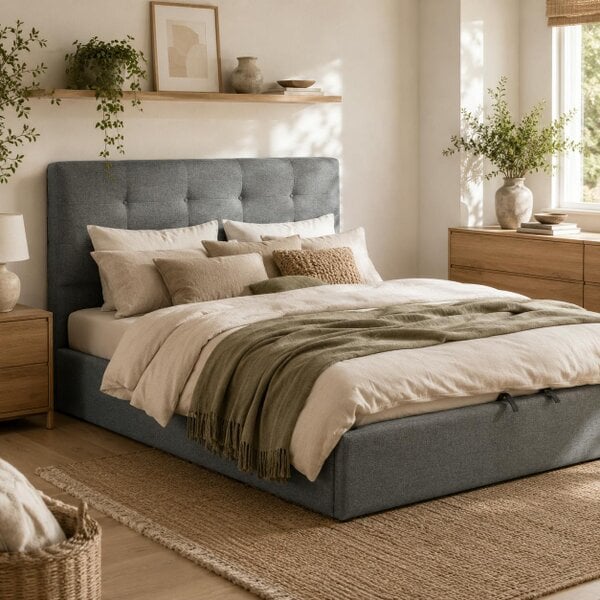 Wyld Haus Vivafa 5FT King Ottoman Bed with Gas Lift Storage Grey